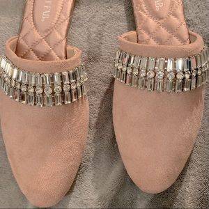 Finlee, Jewell Embellished, Faux Suede, Blush Color, Size 6.50, slip on flats